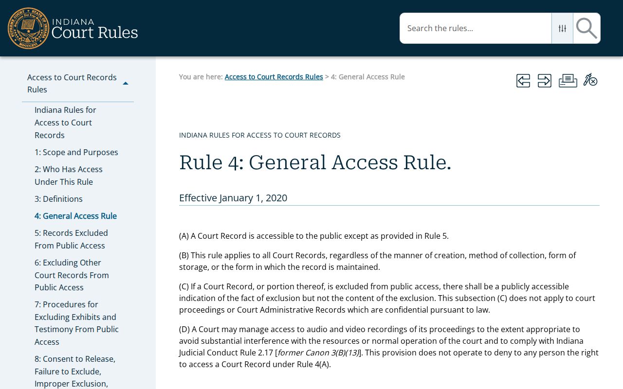 Starke County civil docket public access Rule 4