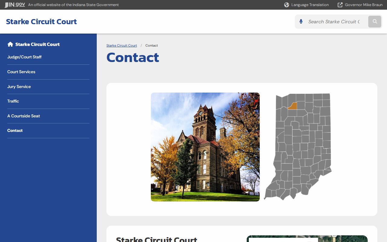 Starke County court docket office and courtroom locations