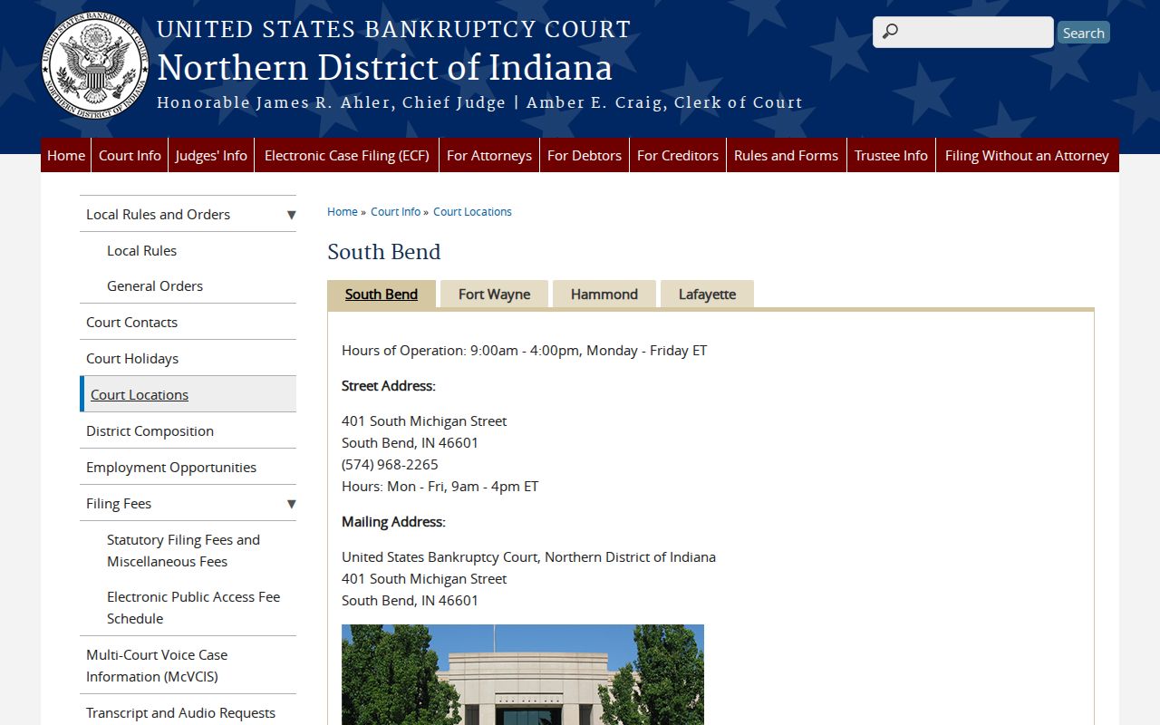 Starke County bankruptcy court docket South Bend office