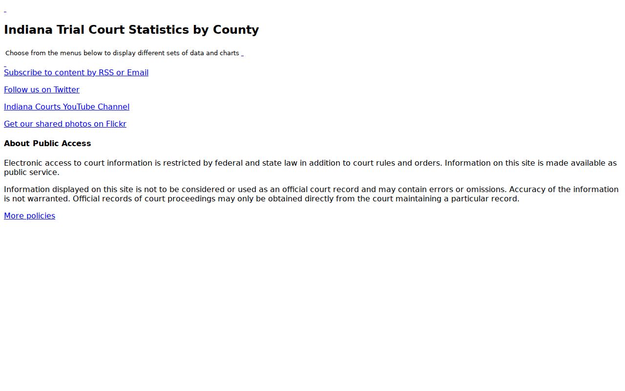 Starke County court docket ICOR statistics selector
