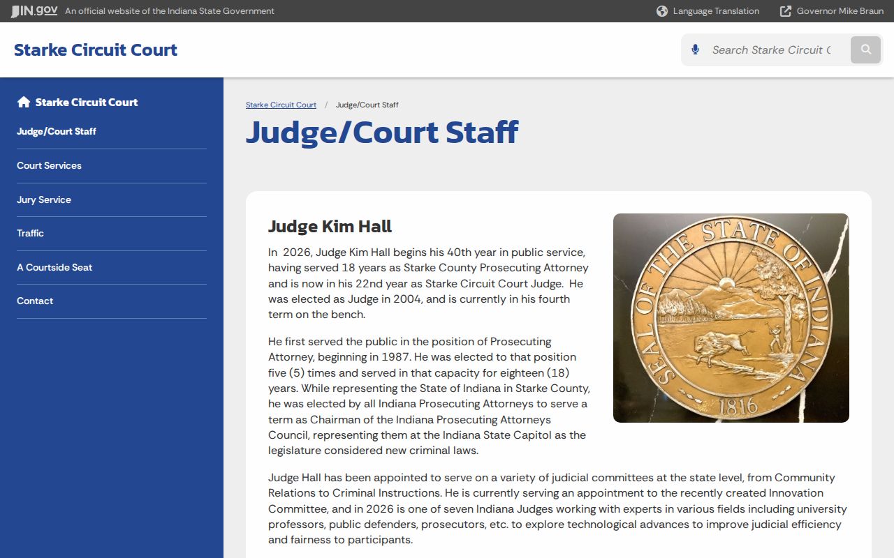 Starke County court docket judge and staff contacts