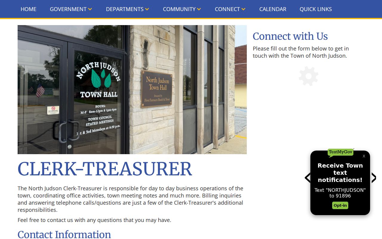 North Judson court docket routing through Town Hall clerk