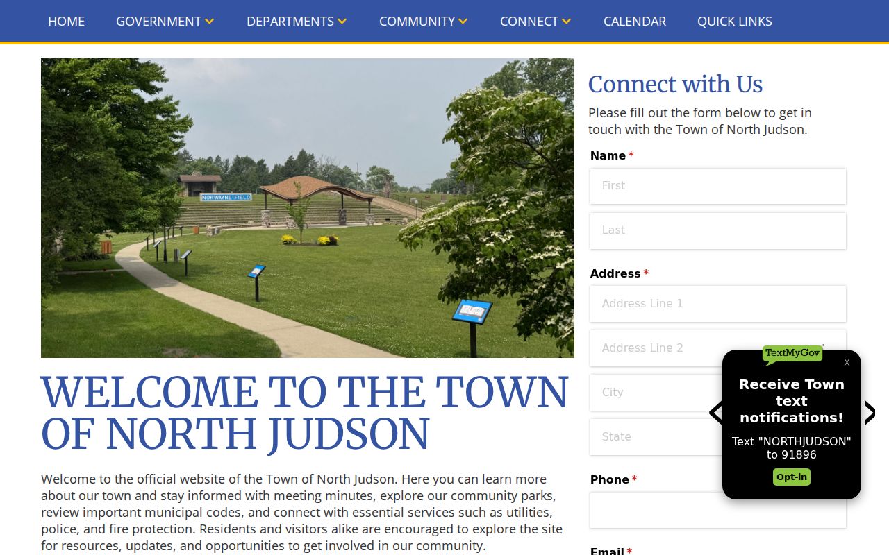 North Judson court docket town government and civic calendar boundary